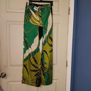 Elie Tahari Teal and Yellow Tropical Patterned Dress Pants Sz PS